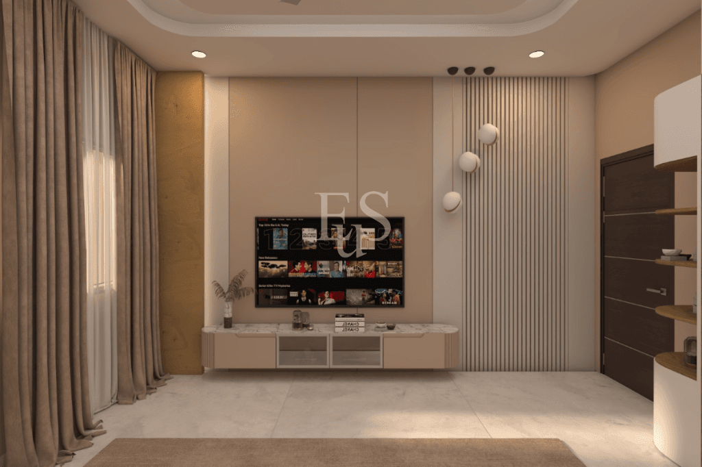 Modern TV unit and living area