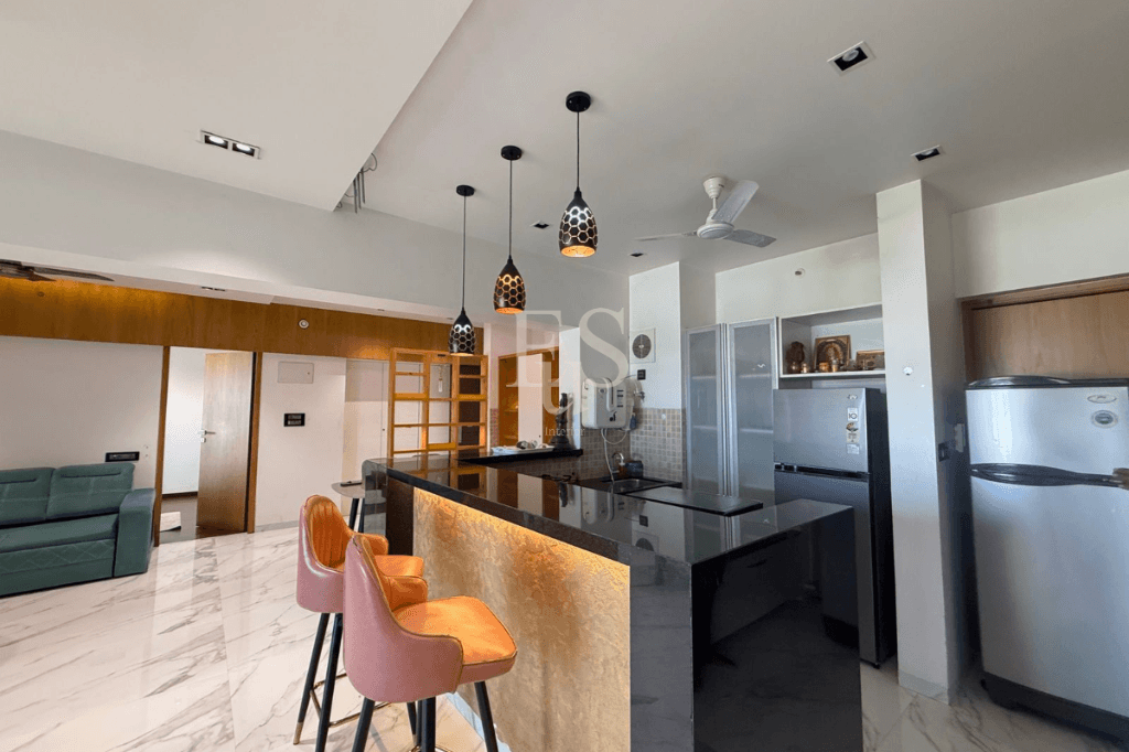 Modern dining area adjacent to kitchen