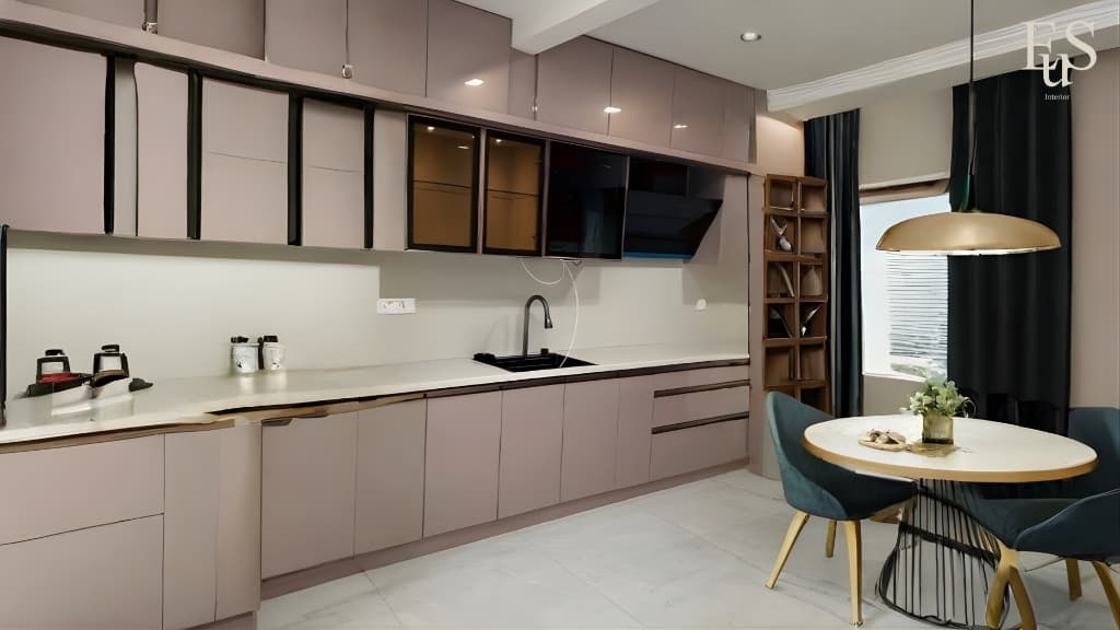 Modular kitchen with integrated appliances